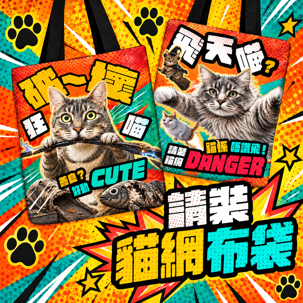 Nekos Cube 貓咪 Tote Bag - Nekos Cube 方塊貓 | 荃灣貓Cafe